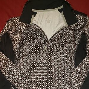 Lands End Black and Gray design 1/4 zip long sleev